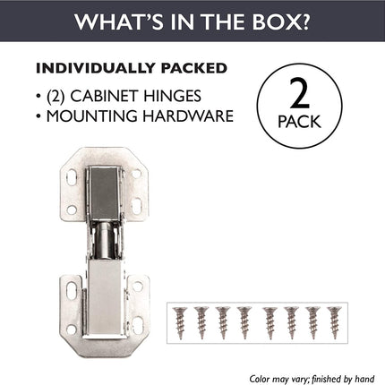 Self Closing Cabinet Hinges Satin Nickel, 2 Pack - Surface Mount Hidden Spring Kitchen Cabinet Door Hinge Hardware