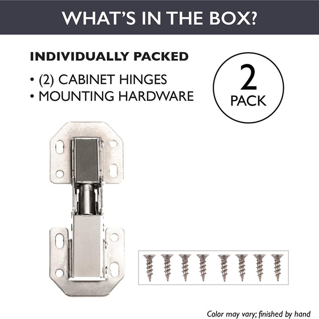 Self Closing Cabinet Hinges Satin Nickel, 2 Pack - Surface Mount Hidden Spring Kitchen Cabinet Door Hinge Hardware