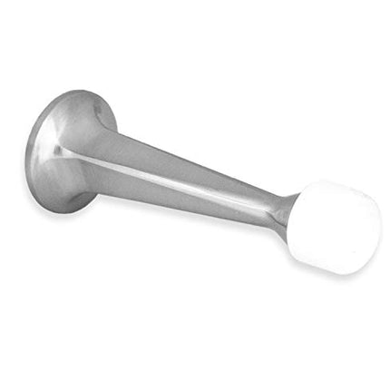 10 Pack of Door Stops Satin Nickel - 3 1/4 Inch Heavy Duty Door Stop with Rubber Bumper