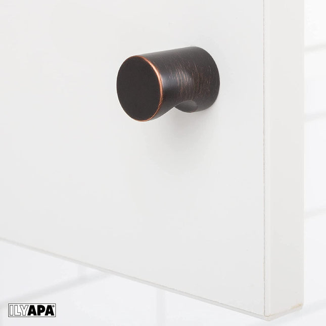 Ilyapa Oil Rubbed Bronze Kitchen Cabinet Knobs - Minimalist Cylindrical Whistle Knob Handles - 25 Pack of Kitchen Cabinet Hardware