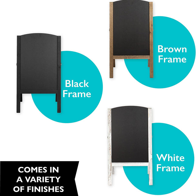 Ilyapa A-Frame Chalkboard Sidewalk Sign - Rounded Top Folding Standing Sandwich Sign for Restaurant, Office, Weddings - Black, 18 x 31.5"