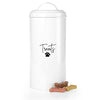 Ilyapa Dog Treat Holder - Farmhouse Style Galvanized White Powder Coated Dog Biscuit Container - Great Gift For Pet Owners
