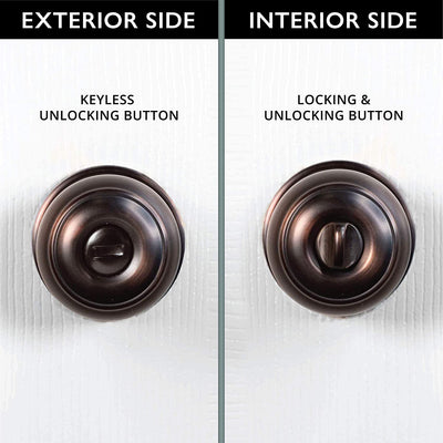 Interior Privacy Door knob - Keyless Locking Door Handles for Bedroom and Bathroom - Improved Oil Rubbed Bronze Finish - (6 Pack)