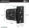 Heavy Duty Shed Door Hinges, 4 Pack- Black Square for Gate, Barn or Storage Shed