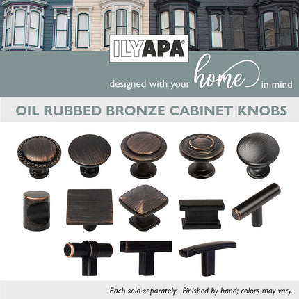 Oil Rubbed Bronze Kitchen Cabinet Knobs, 10 Pack - Curved T-Knob Drawer Pull Handle Hardware