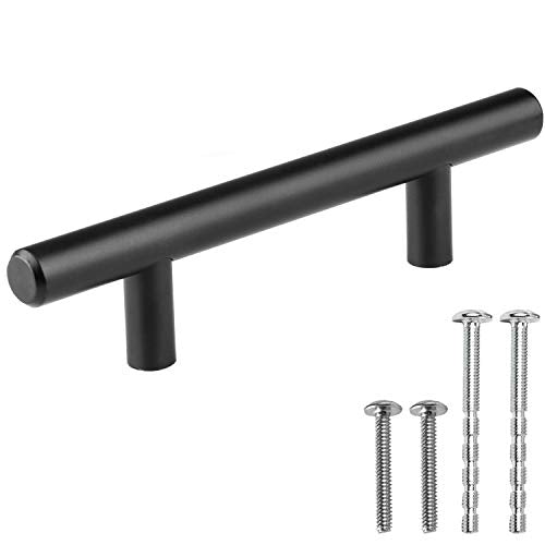 Black Kitchen Cabinet Handles - 3.75 Inch Hole Center Bar Pulls - 25 Pack of Kitchen Cabinet Hardware