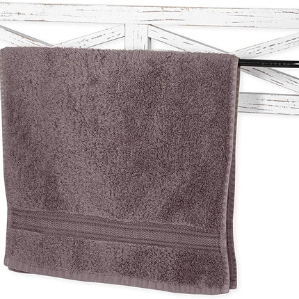 Rustic Towel Bar for Bathroom, 24x6 Inches - Wall Mounted Towel Rack with White Weathered Wood & Black Metal Bar, Farmhouse Decor