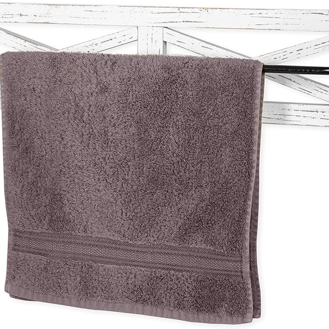 Rustic Towel Bar for Bathroom, 24x6 Inches - Wall Mounted Towel Rack with White Weathered Wood & Black Metal Bar, Farmhouse Decor