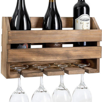 Ilyapa Wine Rack Wall Mount, Barnwood - Mounted Wooden Wine Holder