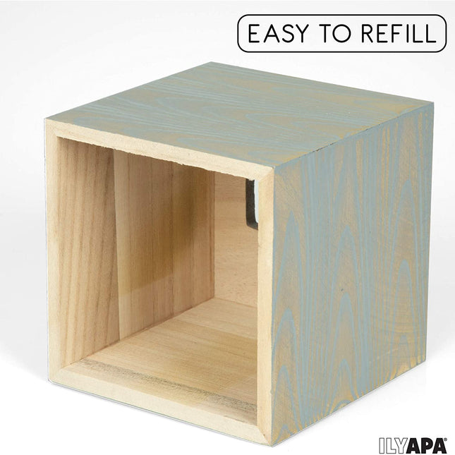 Ilyapa Wood Tissue Box Cover, 2 Pack Square - Rustic Farmhouse Gray Wooden Tissue Holders