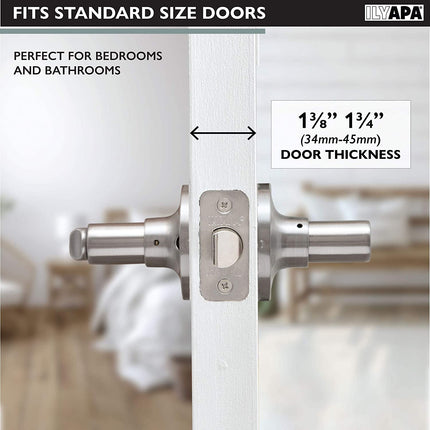 Ilyapa Privacy Door Lever for Bed/Bath - Contemporary, Satin Nickel Reversible Interior Keyless Turn Thumb Locking Door Leverset, Satin Nickel, 10 Pack