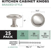 Ilyapa Satin Nickel Kitchen Cabinet Knobs - Round Braided Drawer Handles - 25 Pack of Kitchen Cabinet Hardware