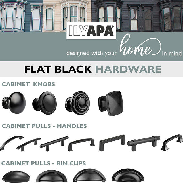 Black Kitchen Cabinet Handles - 3.75 Inch Hole Center Bar Pulls - 25 Pack of Kitchen Cabinet Hardware
