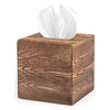 Ilyapa Wood Tissue Box Cover Square - Rustic Farmhouse Wooden Tissue Holder