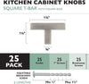 Satin Nickel Kitchen Cabinet Knobs, 25 Pack - Modern Square T-Knob Pull Handle