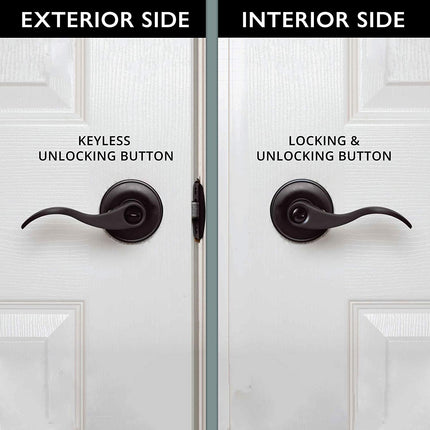 Ilyapa Privacy Door Lever for Bed/Bath - Wave, Oil Rubbed Bronze Reversible Interior Keyless Turn Thumb Locking Door Leverset, Oil Rubbed Bronze, 10 Pack