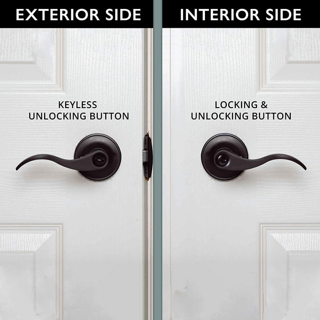 Ilyapa Privacy Door Lever for Bed/Bath - Wave, Oil Rubbed Bronze Reversible Interior Keyless Turn Thumb Locking Door Leverset, Oil Rubbed Bronze, 10 Pack