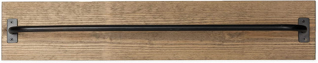 Ilyapa Wall Towel Rack for Bathroom - Rustic Barnwood & Black Metal Bar