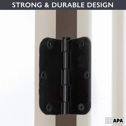 50 Pack of Door Hinges Black - 3 1/2" x 3 1/2" Inch Interior Hinges for Doors with 5/8 Radius Corners