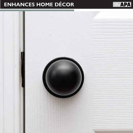 Ilyapa Passage Door Knob for Hall/Closet - Ball, Matte Black Interior Keyless Non Locking Round Door Handle, Matte Black, 6 Pack