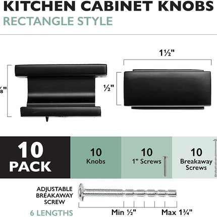 Ilyapa Oil Rubbed Bronze Kitchen Cabinet Knobs - Rectangle Drawer Handles - 10 Pack of Kitchen Cabinet Hardware