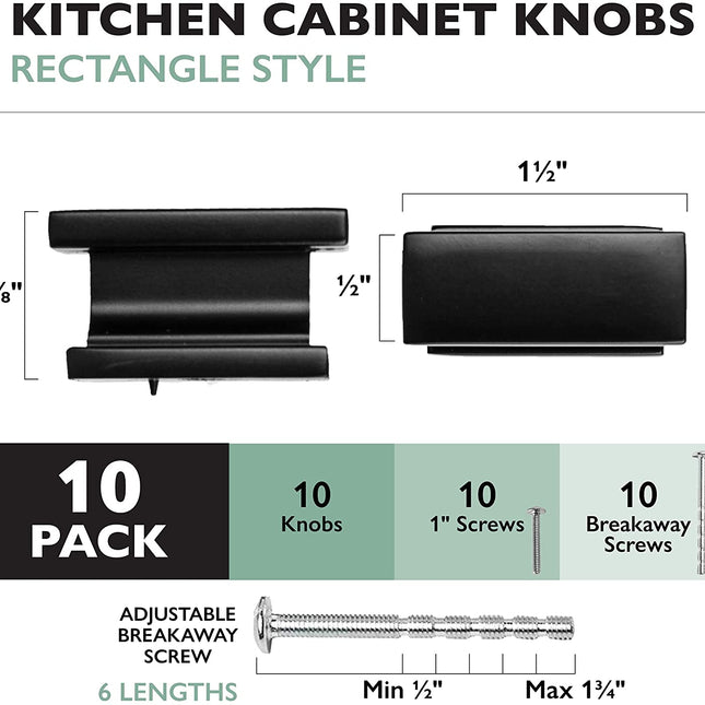 Ilyapa Oil Rubbed Bronze Kitchen Cabinet Knobs - Rectangle Drawer Handles - 10 Pack of Kitchen Cabinet Hardware