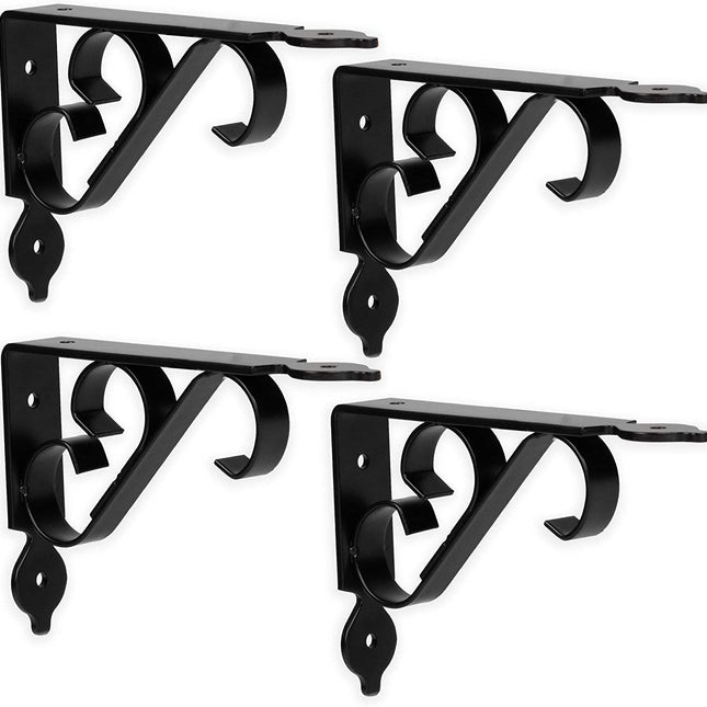 Heavy Duty Floating Shelf Brackets, 4 Pack - 6x10 Inch Decorative Metal Shelf Holders for Wall Mount Shelves