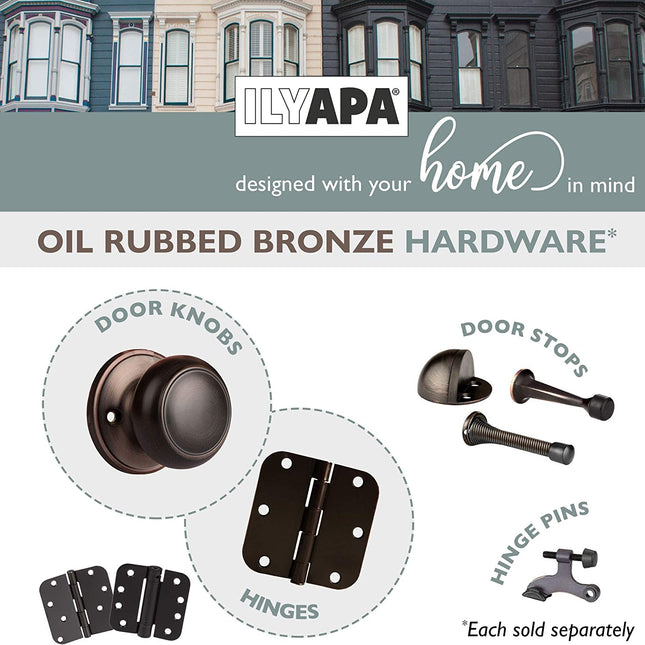 Decorative Non-Turning Dummy Door Knob Handles - Improved Oil Rubbed Bronze Finish - (6 Pack)