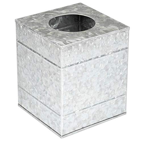 Ilyapa Tissue Box Cover Square - Rustic Galvanized Metal Tissue Box Holder