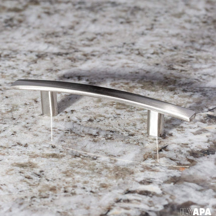 Satin Nickel Kitchen Cabinet Pulls - 3 Inch Hole Center Curved Pull Handle Bar - 25 Pack of Kitchen Cabinet Hardware