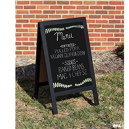 Wooden A-Frame Sign with Eraser & Chalk - 40 x 20 Inches Magnetic Sidewalk Chalkboard - Sturdy Freestanding Black Sandwich Board Menu Display for Restaurant, Business or Wedding