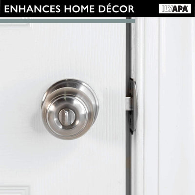 Interior Privacy Door knob - Keyless Locking Door Handles for Bedroom and Bathroom - Improved Satin Nickel Finish - (6 Pack)
