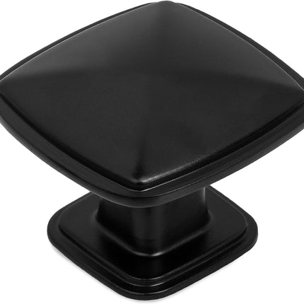 Ilyapa Black Square Kitchen Cabinet Knobs - 5 Pack of Modern Design Handles
