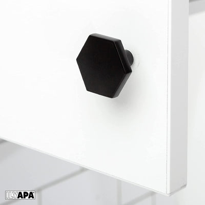 Ilyapa Flat Black Kitchen Cabinet Knobs - Hexagon Drawer Handles - 10 Pack of Kitchen Cabinet Hardware
