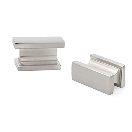 Ilyapa Satin Nickel Kitchen Cabinet Knobs - Rectangle Drawer Handles - 10 Pack of Kitchen Cabinet Hardware