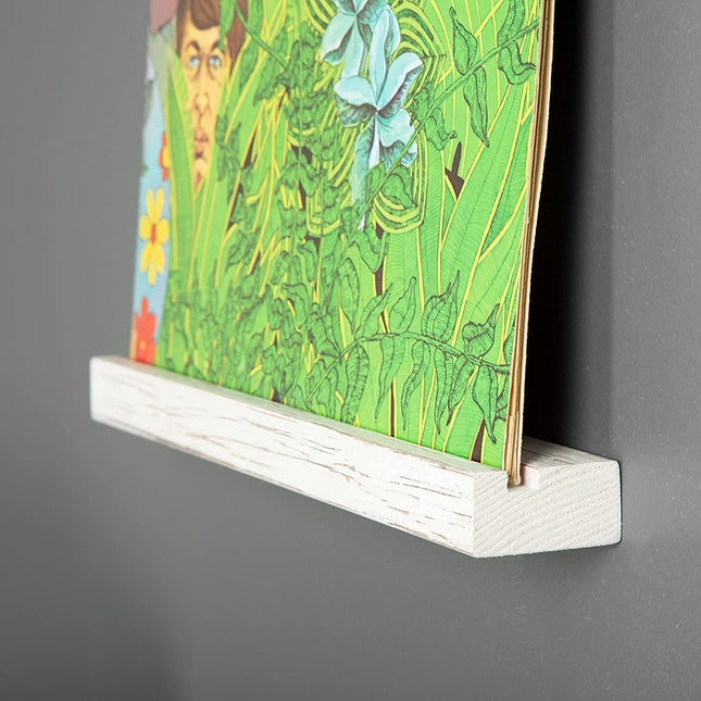 Ilyapa Record Display Wall Mounted Shelf, 10 Pack - White Wooden Record Holder with Mounting Hardware