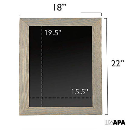 Ilyapa Rustic Wooden Magnetic Kitchen Chalkboard Sign - 18x22 Inch Graywash Framed Hanging Chalk Board for Farmhouse Decor, Wedding, Restaurant & Home