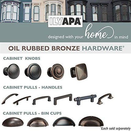 Oil Rubbed Bronze Kitchen Cabinet Knobs - Round Ringed Drawer Handles - 10 Pack of Kitchen Cabinet Hardware