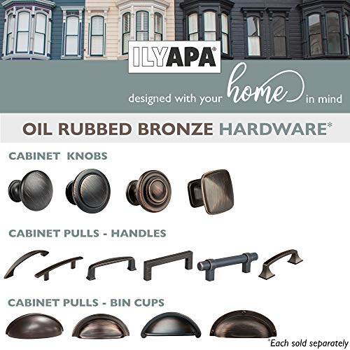 Oil Rubbed Bronze Kitchen Cabinet Knobs - Round Ringed Drawer Handles - 10 Pack of Kitchen Cabinet Hardware