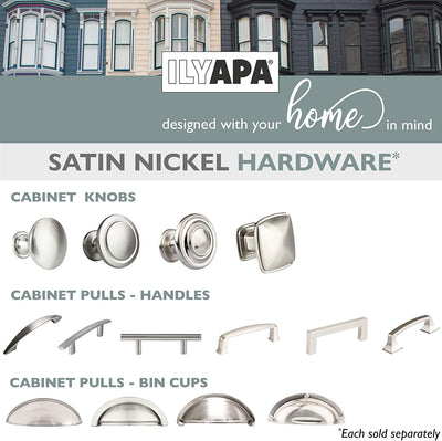 Satin Nickel Kitchen Cabinet Pulls - 3 Inch Hole Center Bin Cup Drawer Handles - 10 Pack of Kitchen Cabinet Hardware - New Design