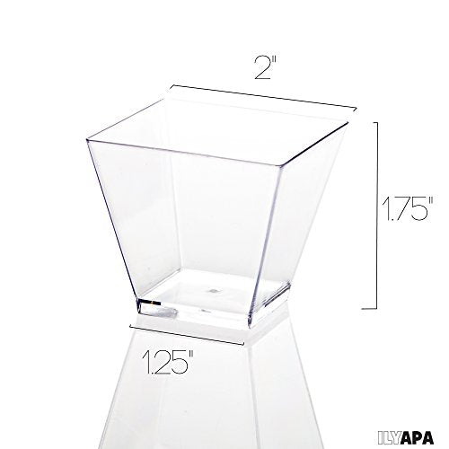 100 Mini Plastic Dessert Cups with Spoons - 2 oz Dessert Shooters