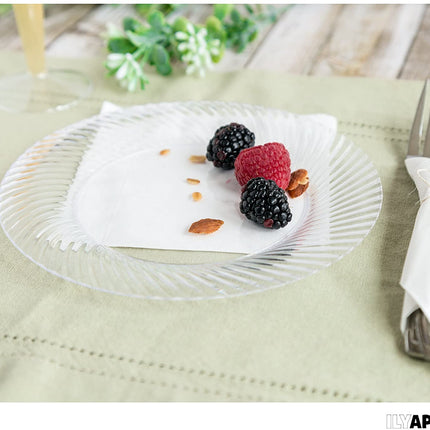 100 Premium Disposable Clear Plastic Plates for Dinner Party or Wedding - 9 Inch Fancy