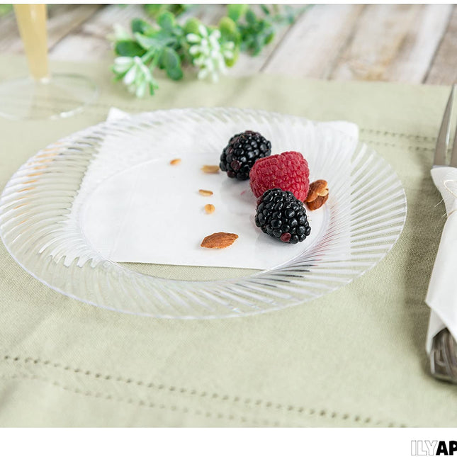 100 Premium Disposable Clear Plastic Plates for Dinner Party or Wedding - 9 Inch Fancy