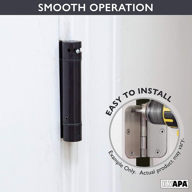 Self Closing Door Hinges, 2 Pack, Black - 3 ¬¨Œ© x 3 ¬¨Œ© Inch Interior Spring Hinges for Doors