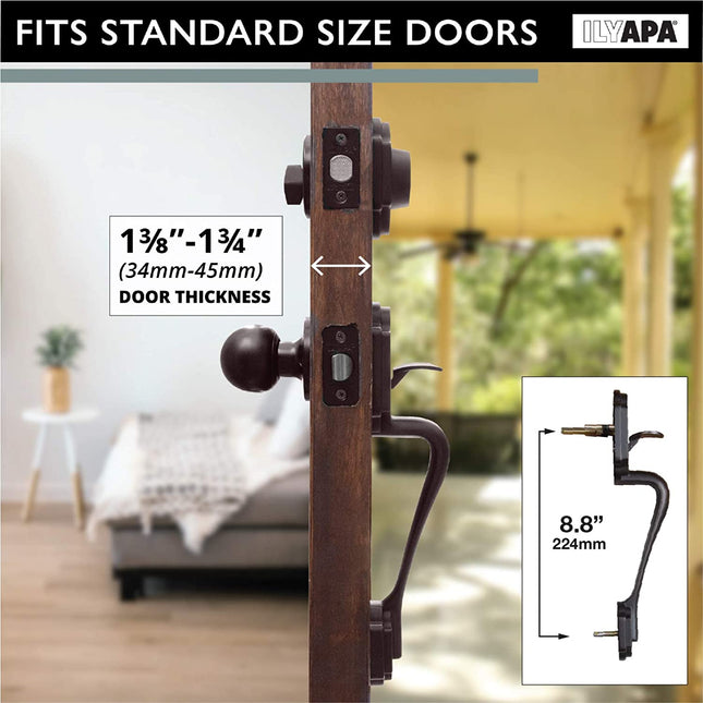 Traditional Style Front Door Exterior Handleset - Elegant Lock Set Handle Hardware with Single Cylinder Deadbolt Lock and Knob - Improved Classic Oil Rubbed Bronze Finish