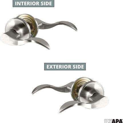 Interior Passage Lever - Keyless Hall and Closet Locksets, Reversible - Hall and Closet - Satin Nickel Finish - (6 Pack)
