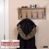 Wall Mounted Coat Rack with Shelf - 24 Inch Rustic Wooden 5 Hook Coat Hanger Rail, Rustic Oak Wood, Black Metal Hooks