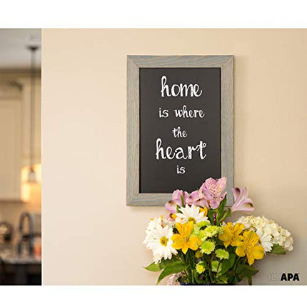 Rustic Wooden Magnetic Kitchen Chalkboard Sign - 12x16 Inch Graywash Framed Hanging Chalk Board for Farmhouse Decor, Wedding, Restaurant & Home