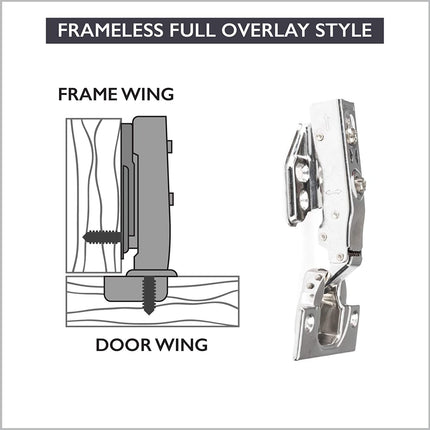 Soft Close Cabinet Hinges Satin Nickel, 2 Pack - Frameless Full Overlay Kitchen Cabinet Door Hinges Hardware