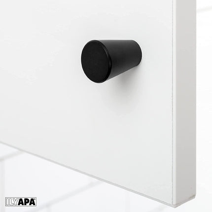 Ilyapa Flat Black Kitchen Cabinet Knobs - Circular Cone Drawer Handles - 25 Pack of Kitchen Cabinet Hardware